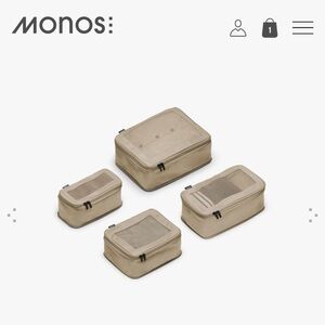 Monos Compressible Packing Cubes, Set of 4, Tan Beige, NWOT